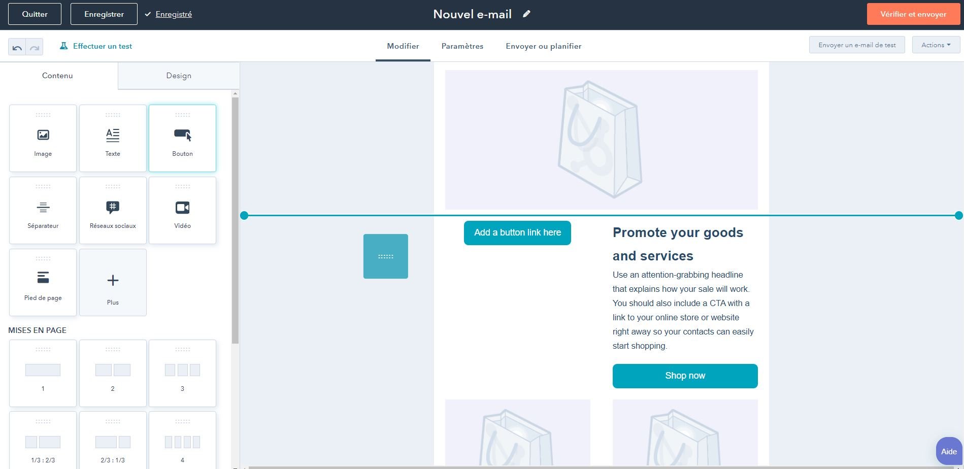 éditeur drag and drop d'email